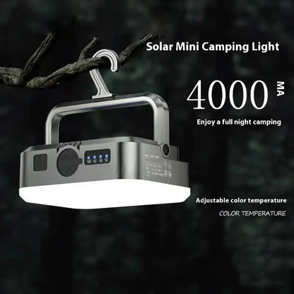 Mini LED Camp Lamp, 4000mAh Solar Rechargeable