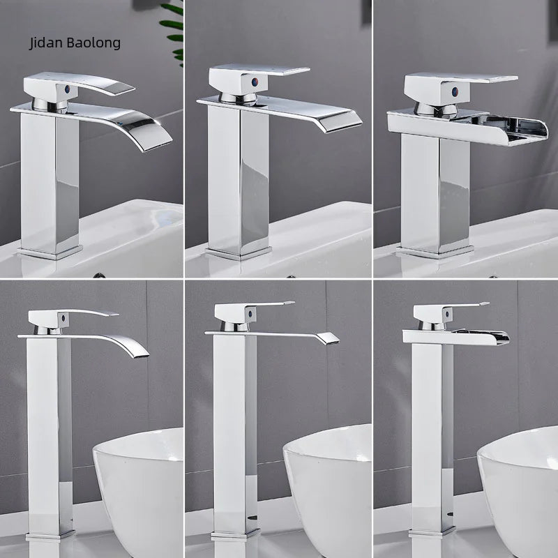 Square Stainless Steel Waterfall Faucet for Sink
