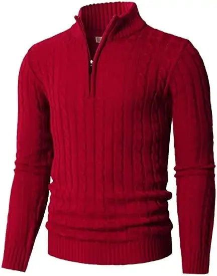 Casual Slim Long Sleeve Knitted Zip Sweater