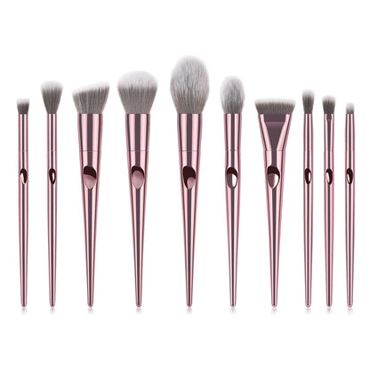 10 Long Handle Thumbprint Makeup Brushes