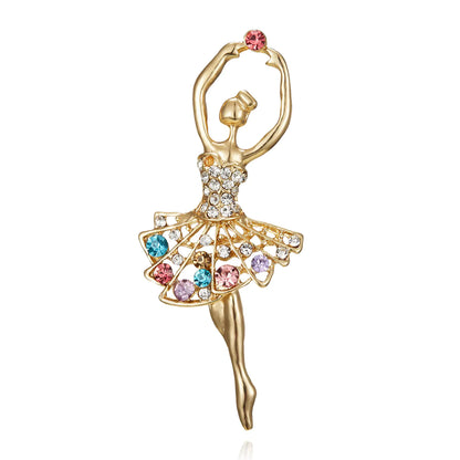 Fashionable Dancing Girl Brooch with Pearl and Rhinestones