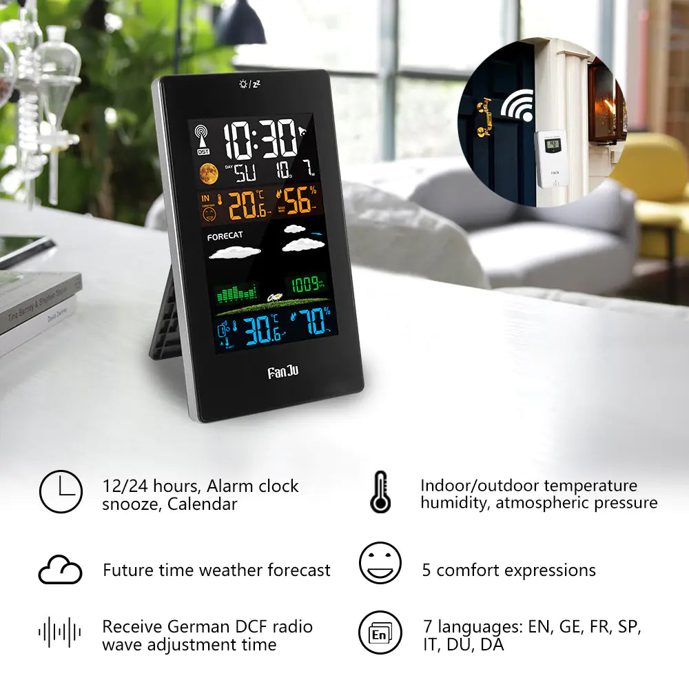 Wireless Wall-Mounted Temperature and Humidity Sensor Clock