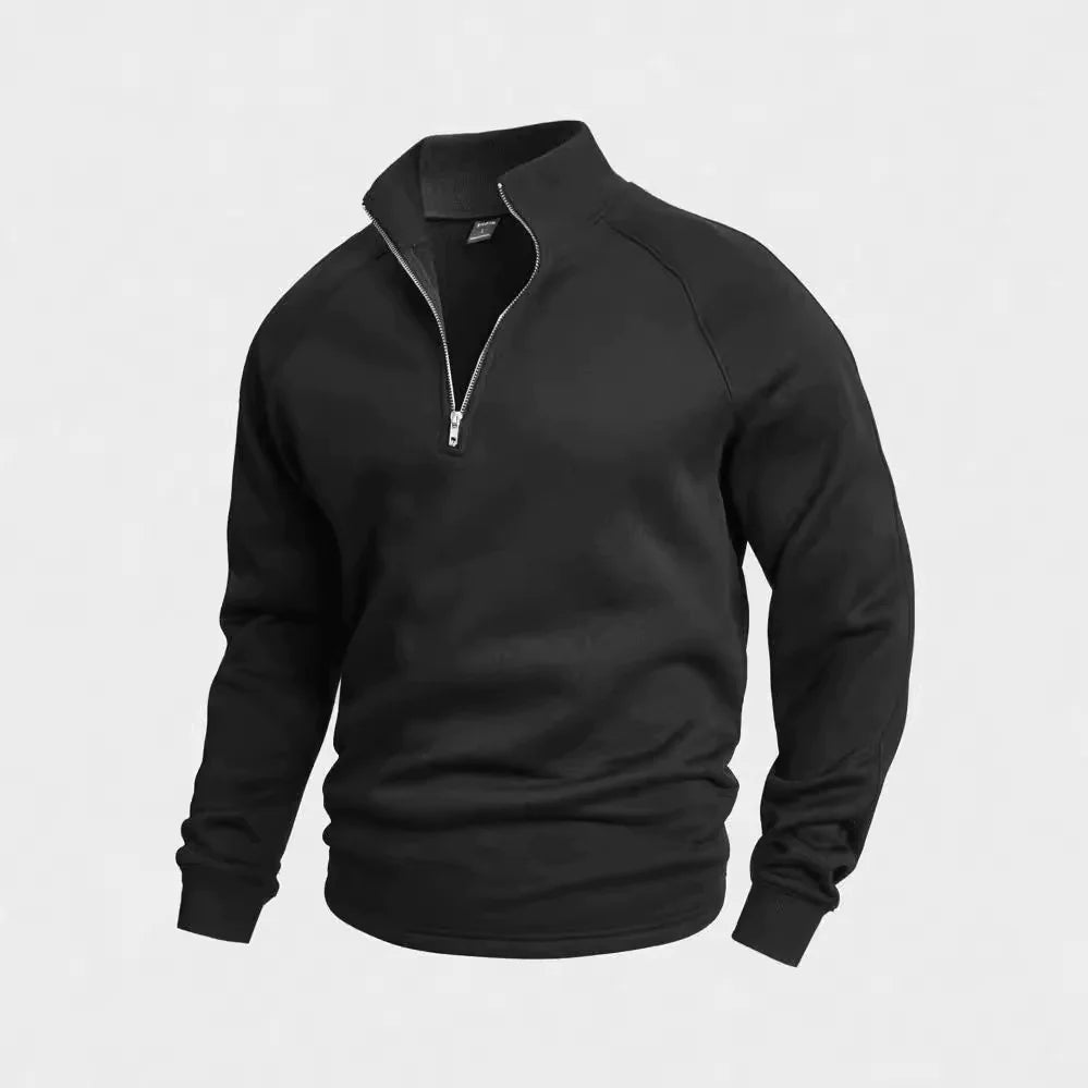 Men's Fleece Zip-Up Stand Collar Sweater