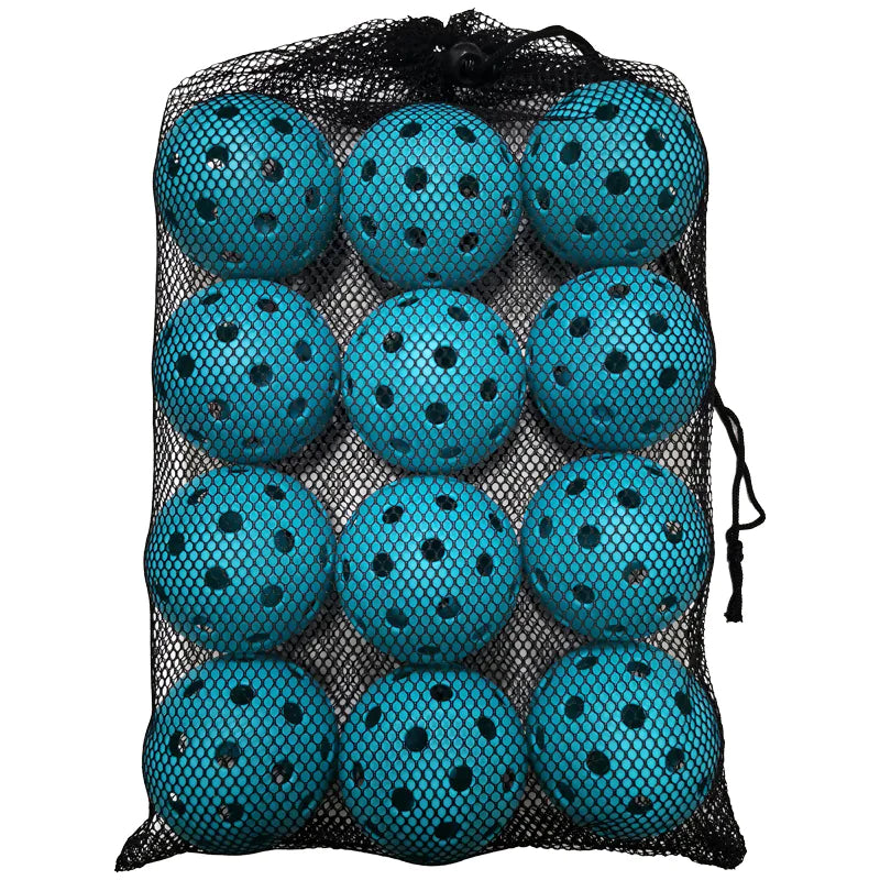12-Pack 74mm 40-Hole Plastic Pickleball Balls with Net Bag – Assorted Colors
