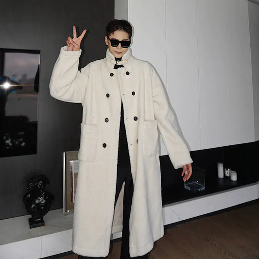 Versatile Cashmere Coat with Double Row Buttons