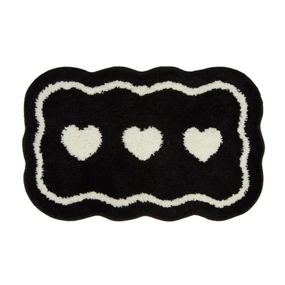 Black and White Absorbent Bathroom Rug with Non-Slip Design