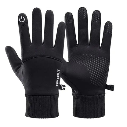 Black Waterproof Fleece Winter Gloves for Sports