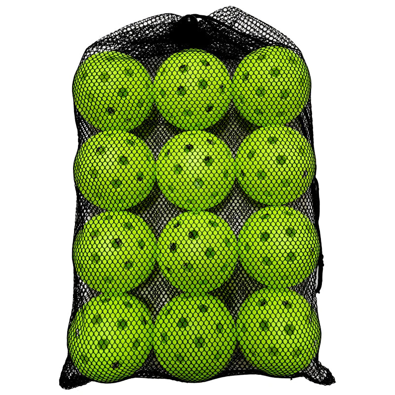 12-Pack 74mm 40-Hole Plastic Pickleball Balls with Net Bag – Assorted Colors