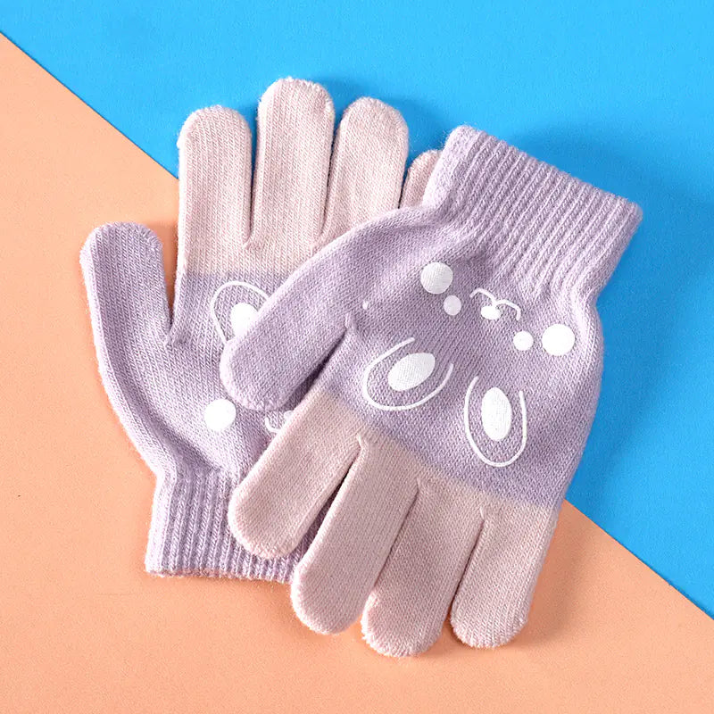 Cute Cartoon Knitted Gloves for Kids - Warm Mittens