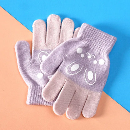 Cute Cartoon Knitted Gloves for Kids - Warm Mittens