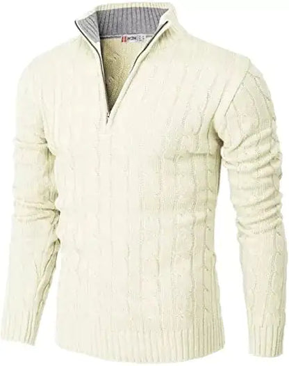 Casual Slim Long Sleeve Knitted Zip Sweater