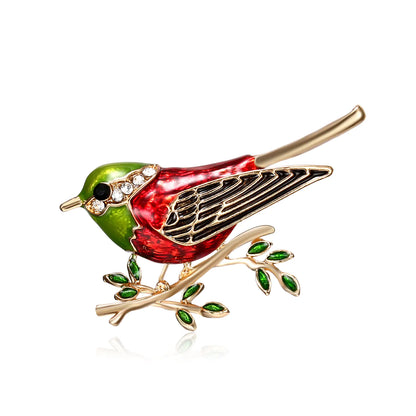 Fashionable Bird and Branch Brooch with Alloy Detail