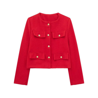 Fashion Casual Flip Trim Short Coat
