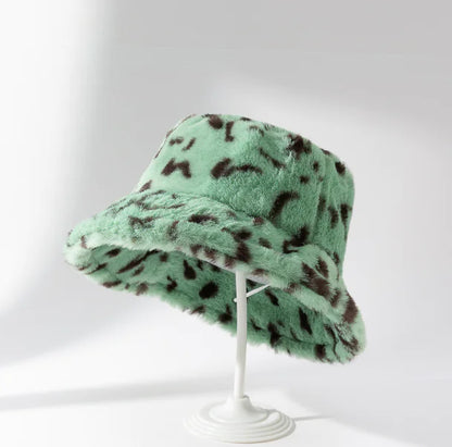 Vintage Plush Leopard Print Winter Hat for Women