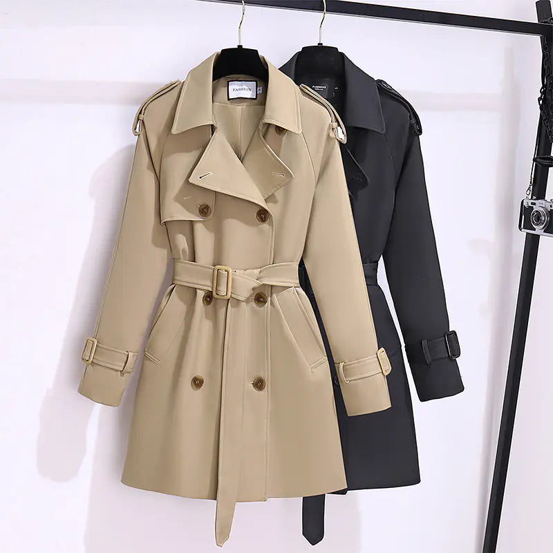 Khaki Short Trench Coat for Women