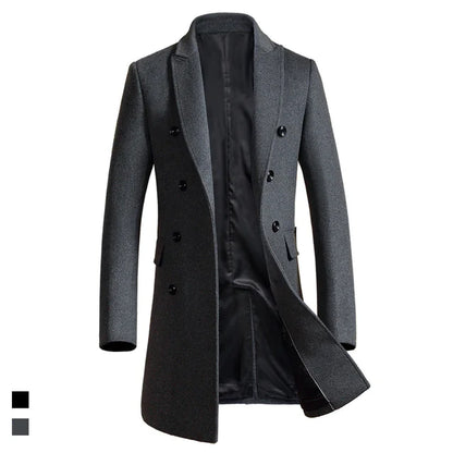 Slim Fit Men's Woolen Trench Coat
