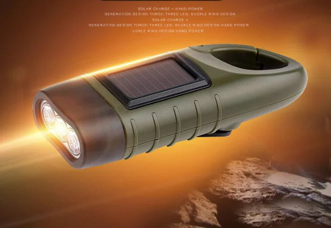Solar and Hand-Crank Flashlight for Camping and Emergencies