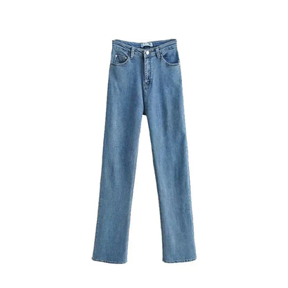High Waist Retro Slim Denim Mopping Trousers Trend