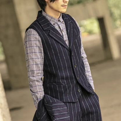 Men's Tweed Collar Single Breasted Business Vest