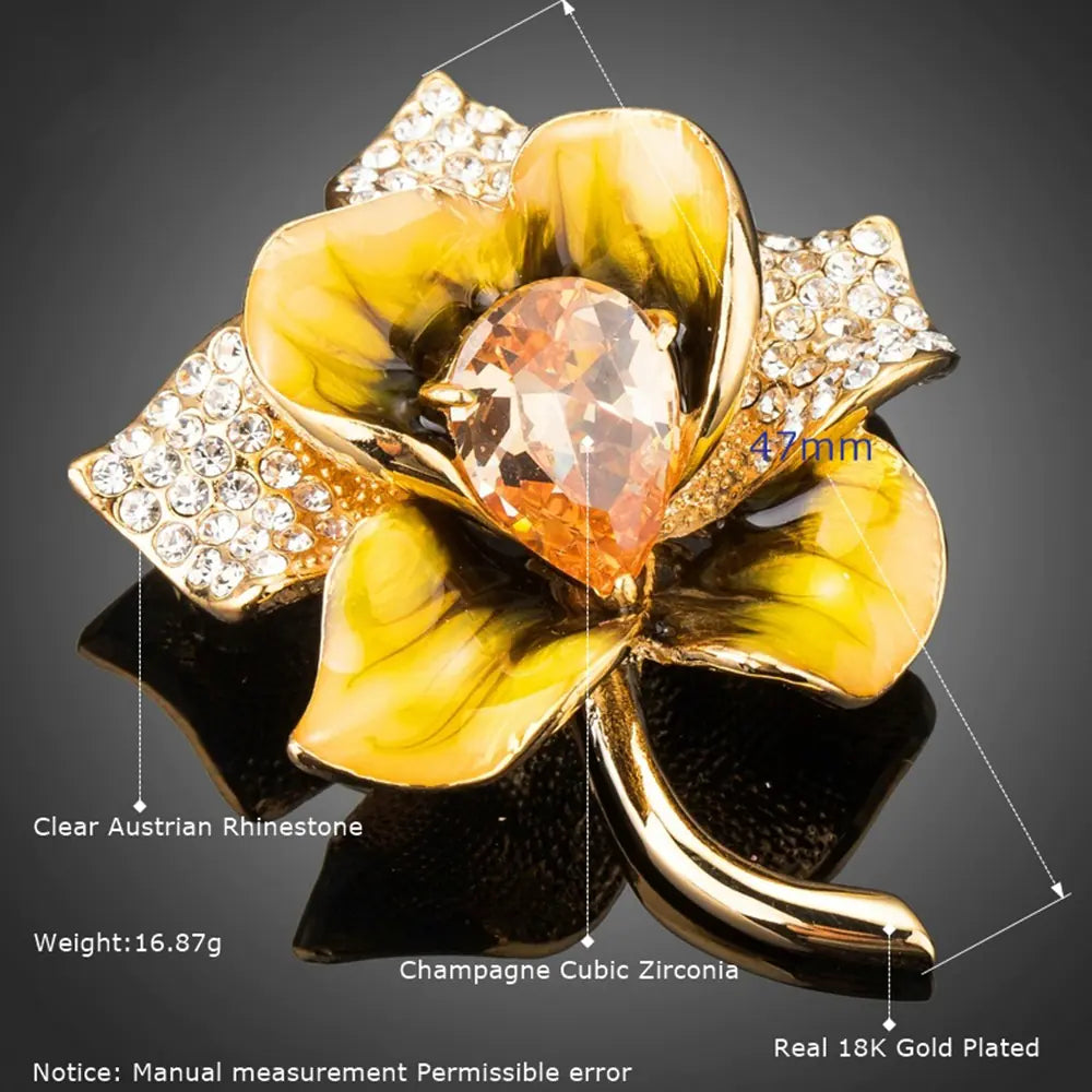 Korean Style Rhinestone Flower Brooch for Weddings