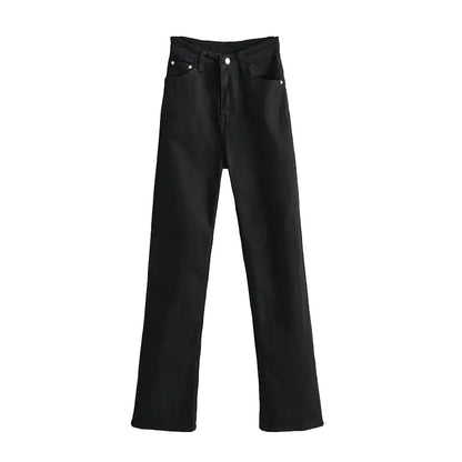 High Waist Retro Slim Denim Mopping Trousers Trend