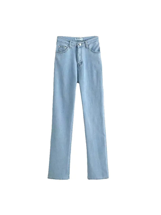 Retro High Waist Slim Denim Mopping Trousers Trend