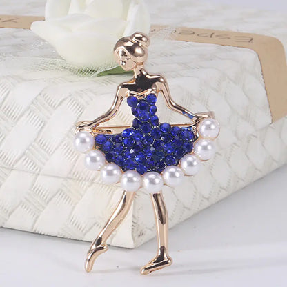 Fashion Alloy Dancing Girl Rhinestone Brooch Pin