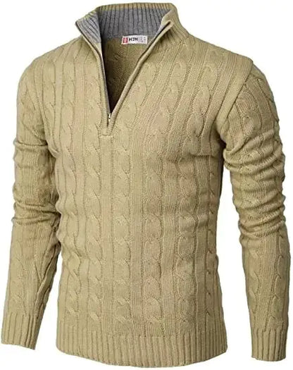 Casual Slim Long Sleeve Knitted Zip Sweater