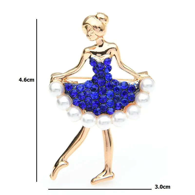 Fashion Alloy Dancing Girl Rhinestone Brooch Pin