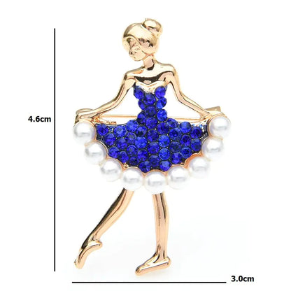Fashion Alloy Dancing Girl Rhinestone Brooch Pin