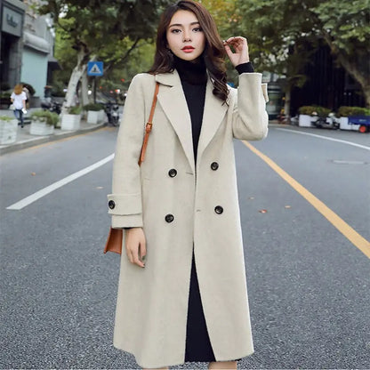 Trendy Smog Blue Women's Wool Coat