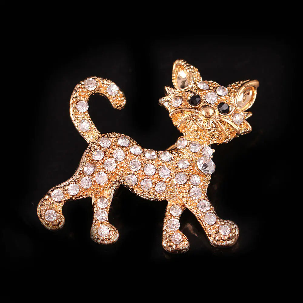 Cat Brooch, Floral Pin, Accessories