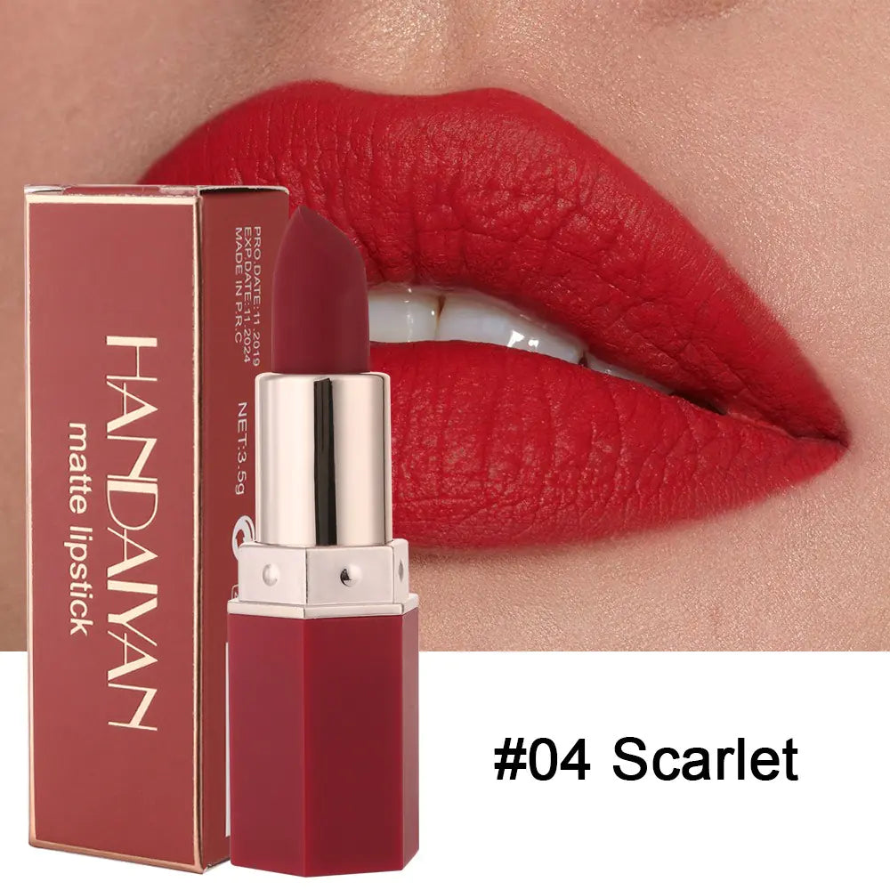 6-Color Matte Lipstick with Delicate Texture for Daily Use