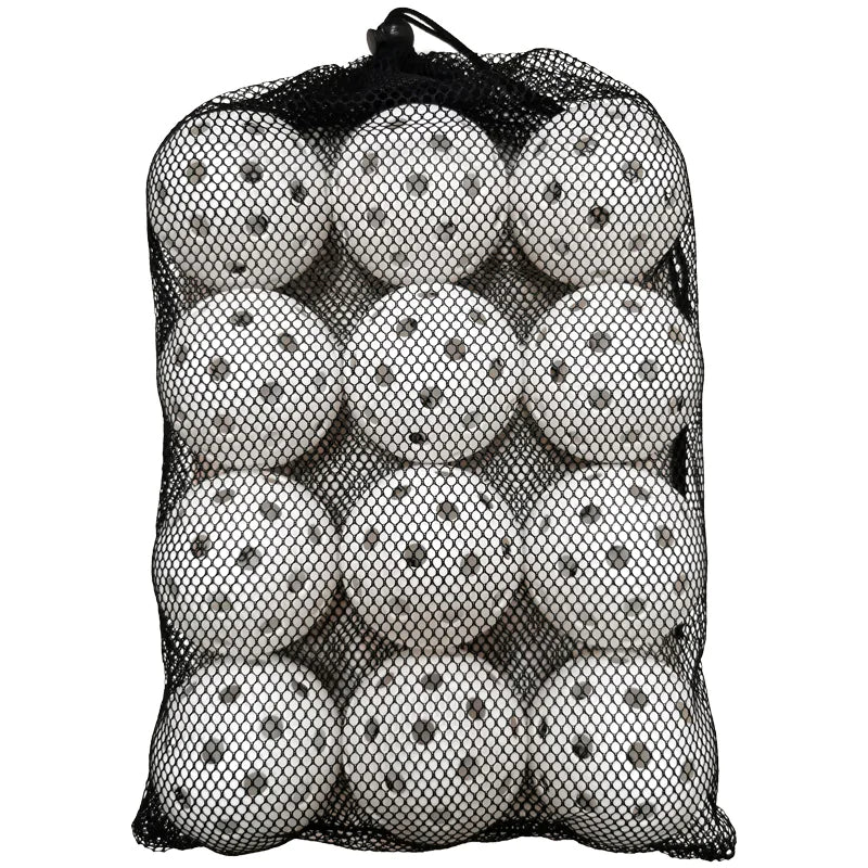 12-Pack 74mm 40-Hole Plastic Pickleball Balls with Net Bag – Assorted Colors