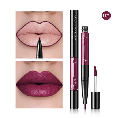Pudaier 2-in-1 Matte Lip Gloss & Lip Liner - Agate Red