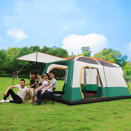 Double-Layer Waterproof Camping Tent with Two Bedrooms