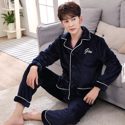 Thick Fleece Couples Pajamas Set for Men and Women