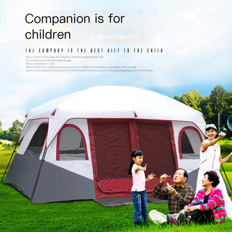 New Outdoor Two-Bedroom Camping Tent for 6-12 People