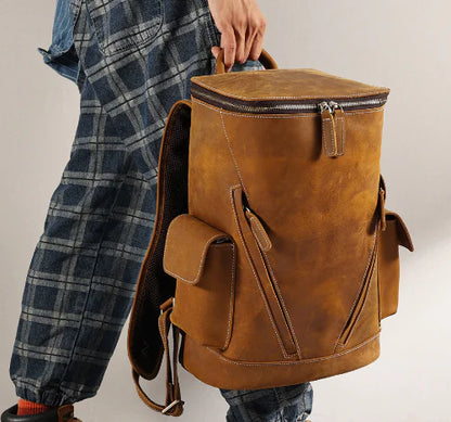 Men's Retro Cowhide Leather Backpack