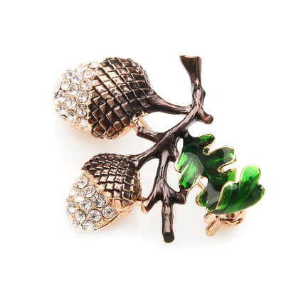 Hazelnut and Pine Cone Brooch Jewelry