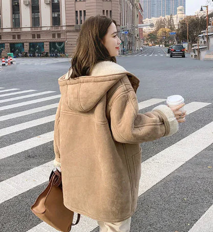 Winter Hooded Thick Fleece Women's Coat