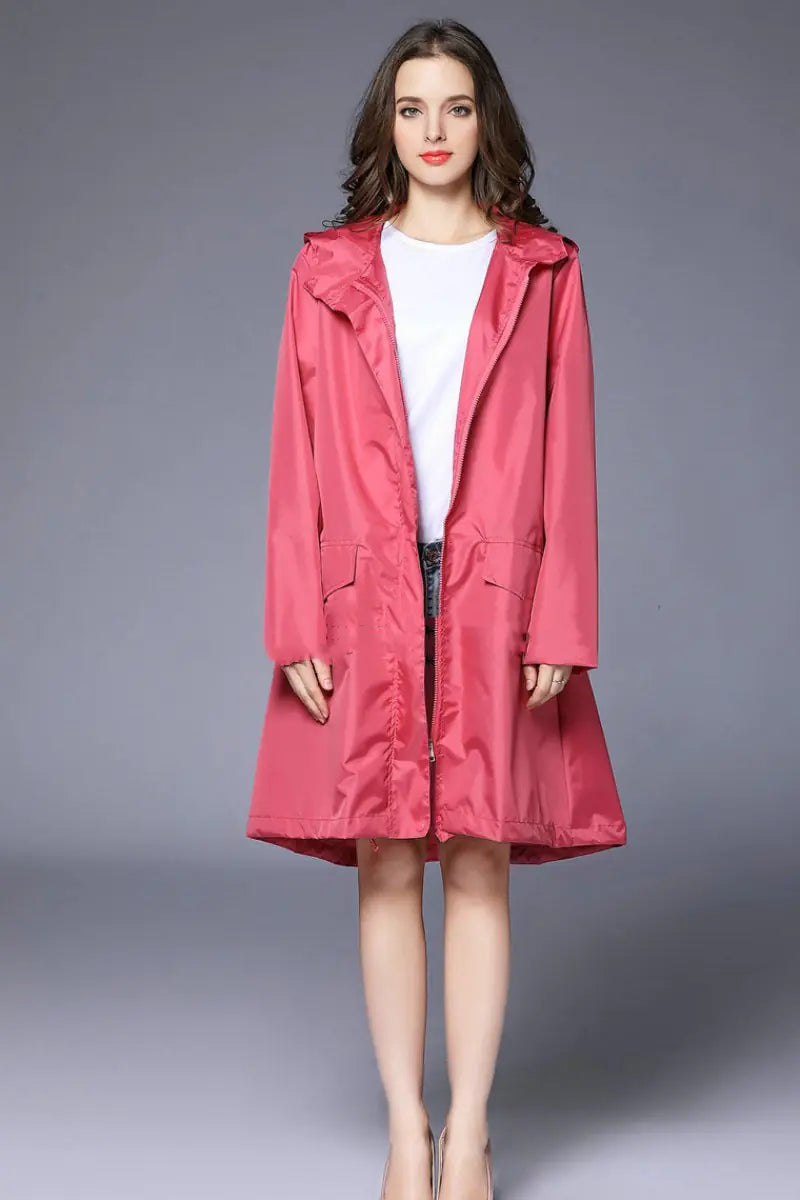 Waterproof Breathable One-Piece Hiking Raincoat