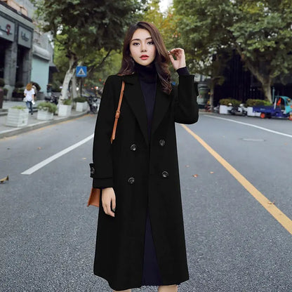 Trendy Smog Blue Women's Wool Coat