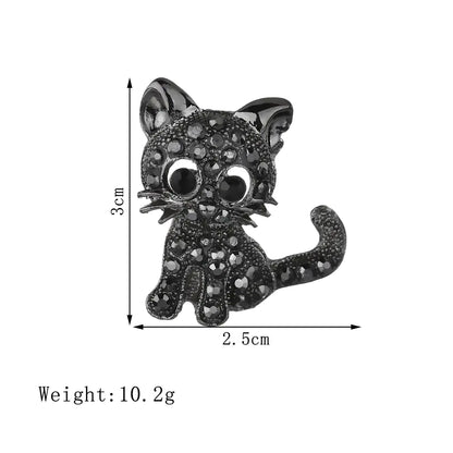 Cat Brooch with Rhinestones