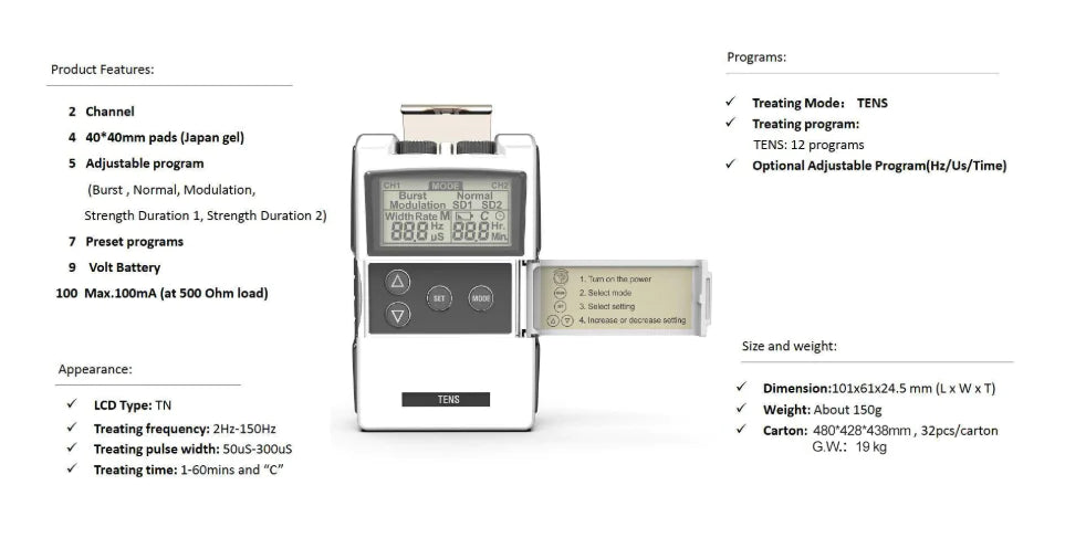 CE-Certified TENS  Physiotherapy Instrument