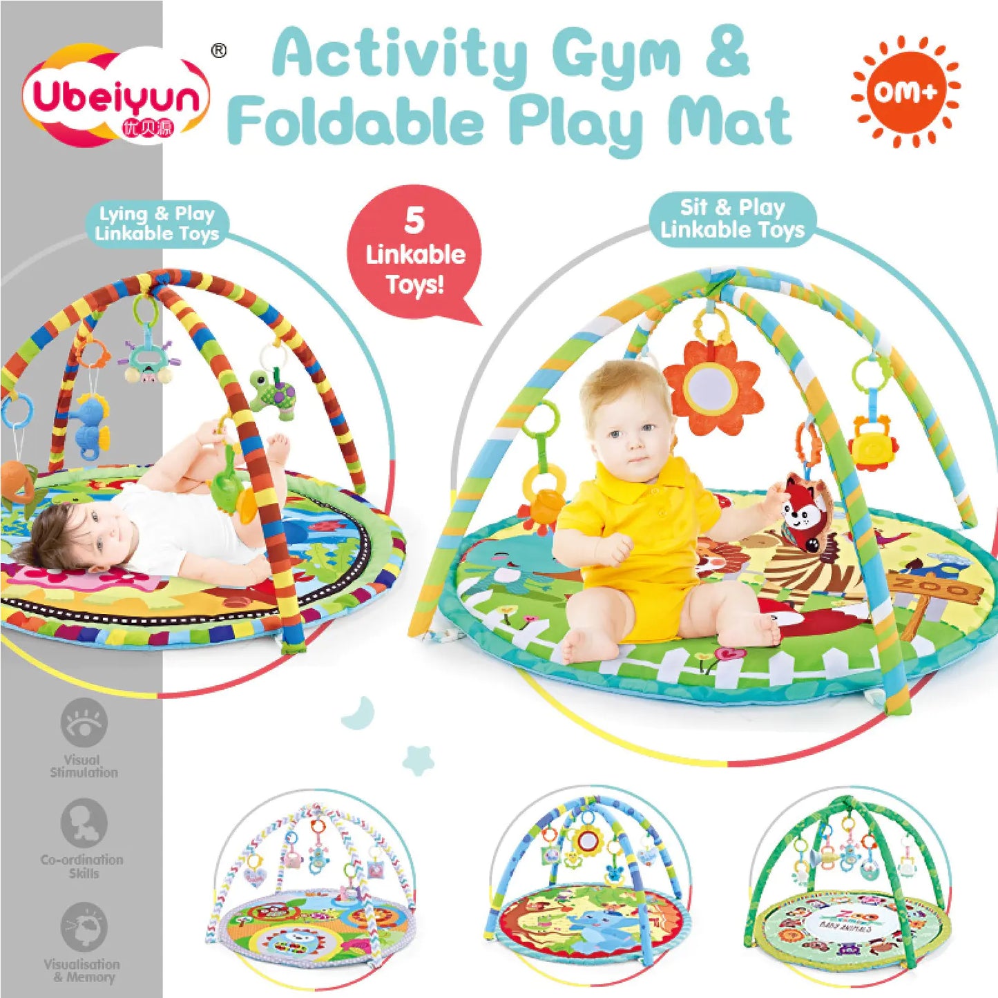 Kids Fitness Play Gym with Baby Crawling Mat (5 Styles)