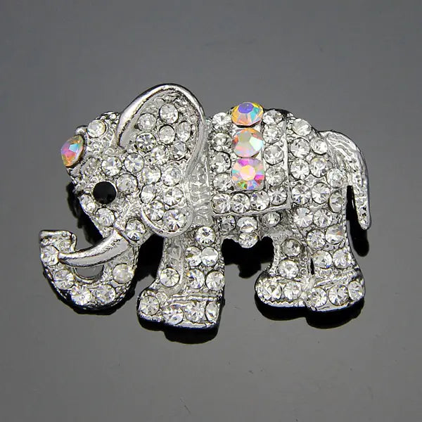 Fashionable Elephant Brooch with Rhinestones (Wholesale)