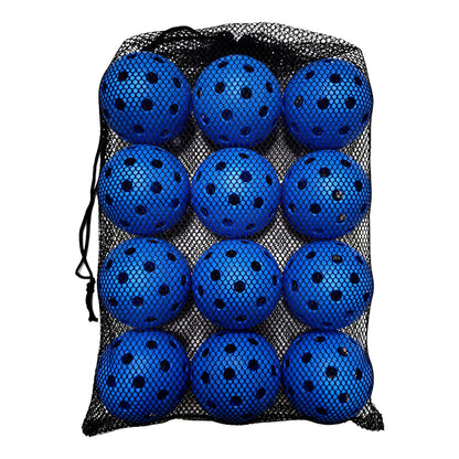 12-Pack 74mm 40-Hole Plastic Pickleball Balls with Net Bag – Assorted Colors