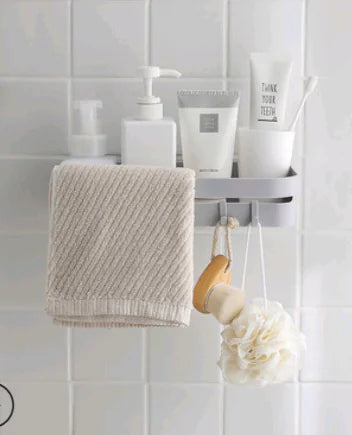 No-Drill Bathroom Storage Rack - Wall-Mounted Organizer