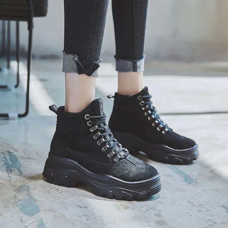 Chic Women's Autumn Martin Boots - Thick Sole Short Boots